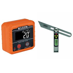 Klein Tools 935DAG Digital Electronic Level and Angle Gauge, Measures and Sets Angles & General Tools T-Bevel Gauge & Protractor - Digital Angle Finder with Full LCD Display & 8