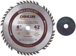 Oshlun SDS-0842 8-Inch 42 Tooth Stack Dado Set with 5/8-Inch Arbor