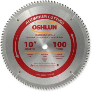 Oshlun SBNF-100100 10-Inch 100 Tooth TCG Saw Blade with 5/8-Inch Arbor for Aluminum and Non Ferrous Metals