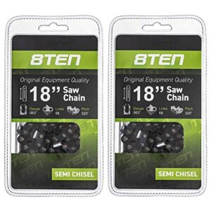 8TEN Chainsaw Chain for Stihl MS210 MS230 MS250 26RS 68 Husqvarna 18 inch .063 .325 68DL 2 Pack